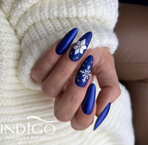 ongles d'hiver bleu