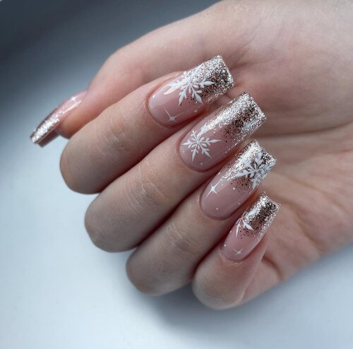 ongles d'hiver flocons de neige