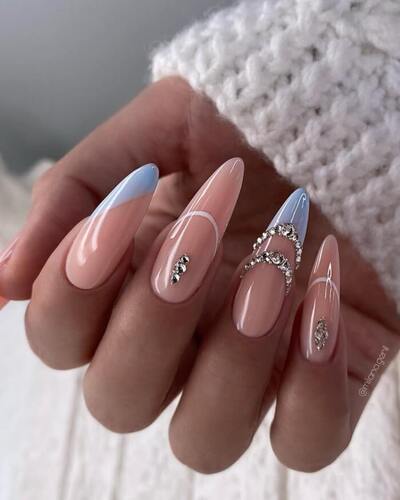 ongles de mariage strass