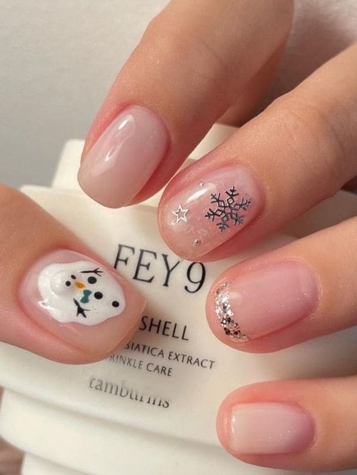 ongles de noël avec flocons