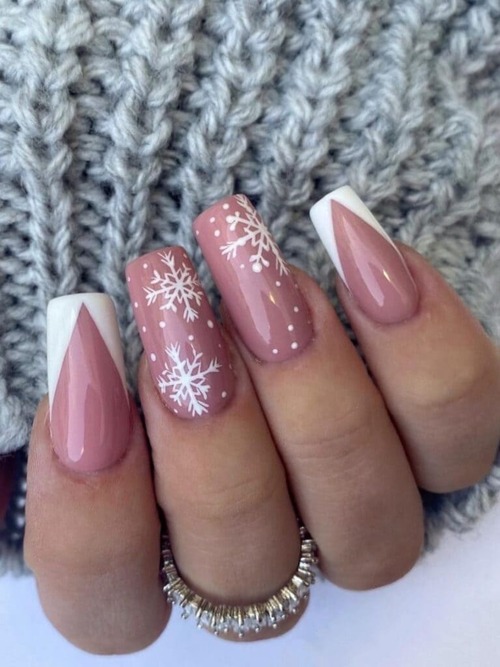 ongles de noël avec flocons