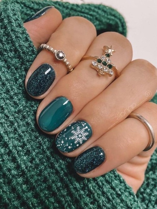 ongles de Noël avec flocons
