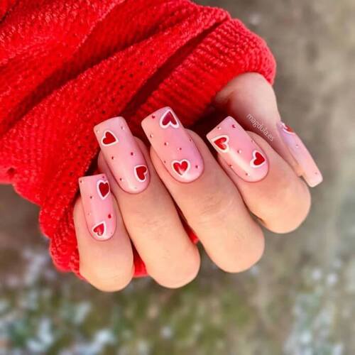 ongle saint-valentin rose