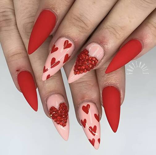 ongle saint-valentin rouge