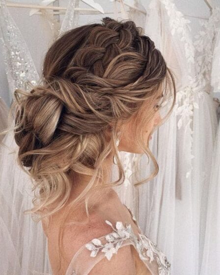 coiffure de mariage avec chignon tressé