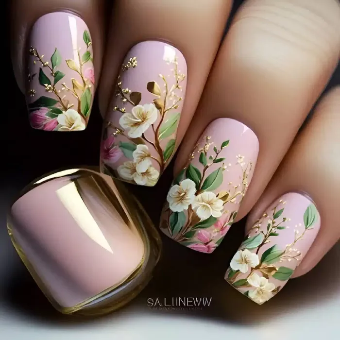 ongles mars fleurs