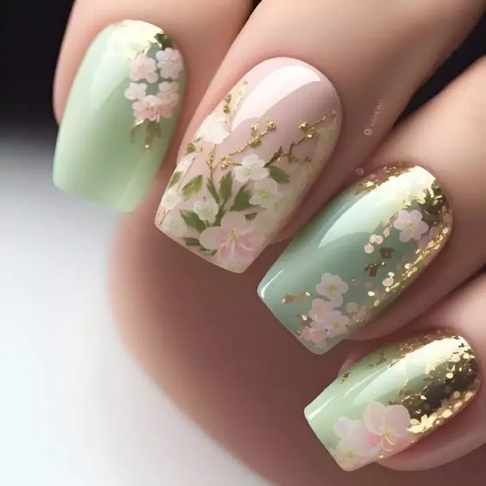 ongles mars fleurs