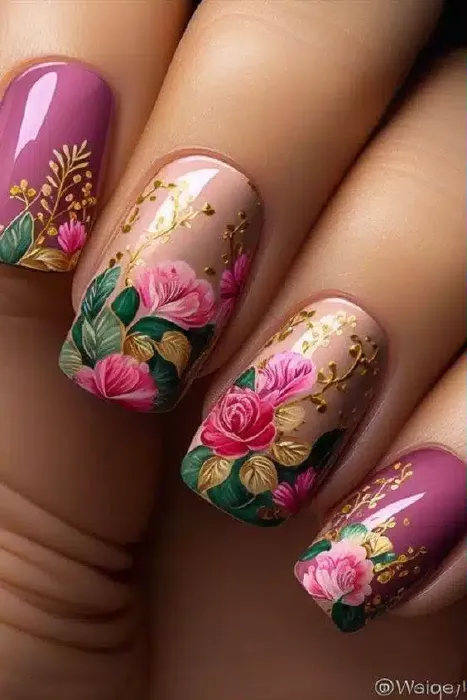 ongles mars fleurs