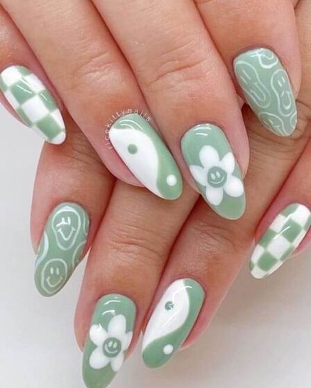 ongles verts printemps