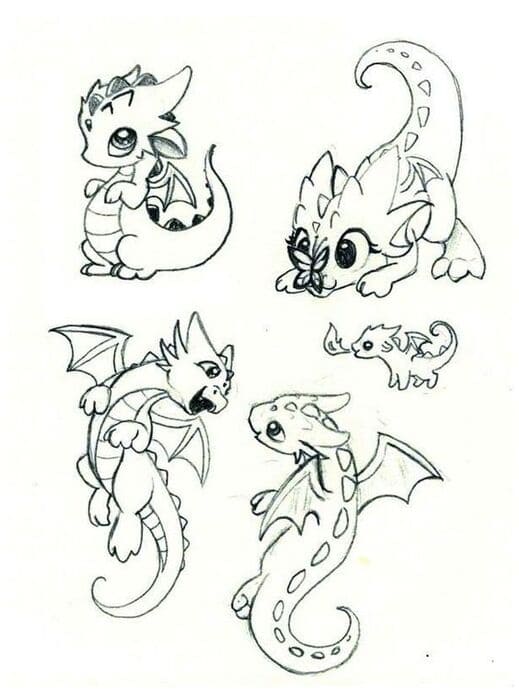 dessin dragon mignon