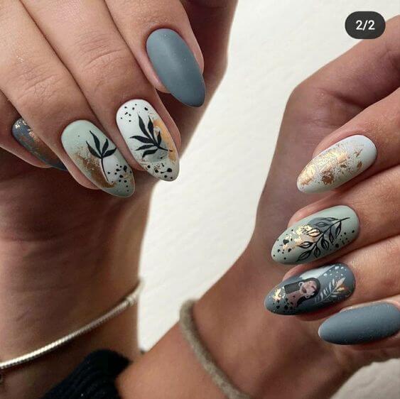 ongles d'été motif végétal