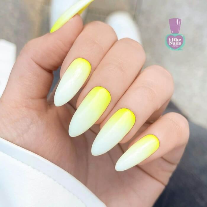 ongles jaunes ombrés tendance été