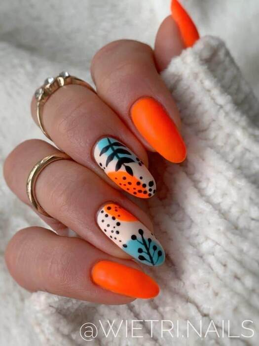 ongles orange automne