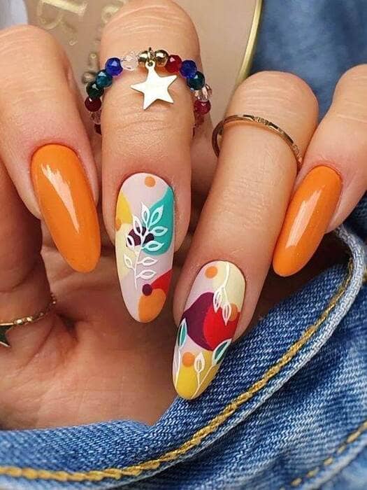 ongles orange automne