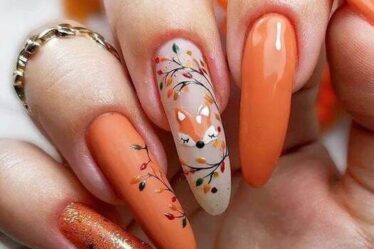 ongles orange automne