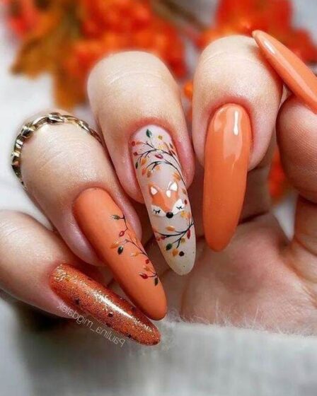 ongles orange automne