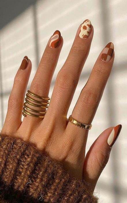 ongles orange automne