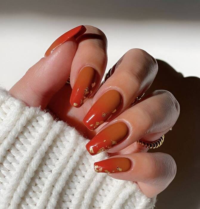 ongles orange automne