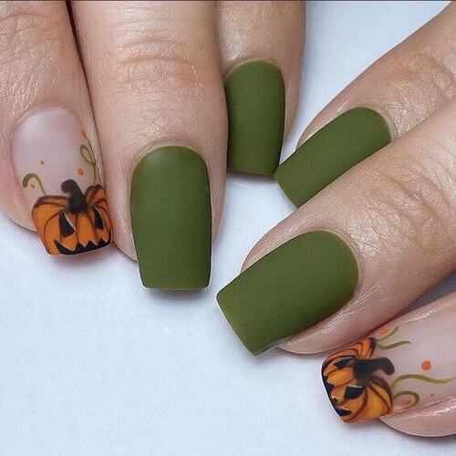 ongles automne citrouille