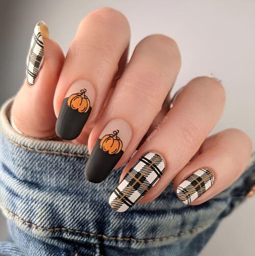 ongles automne citrouille