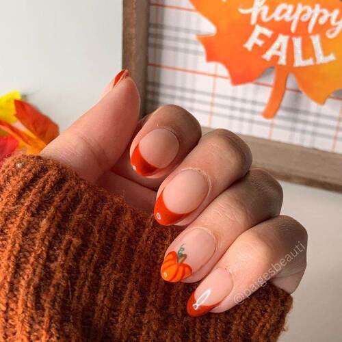 ongles automne citrouille