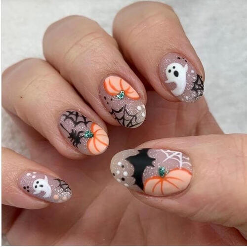 ongles automne citrouille