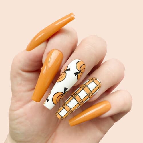 ongles automne citrouille