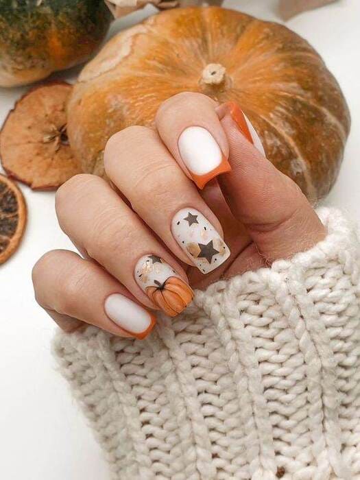 ongles automne citrouille