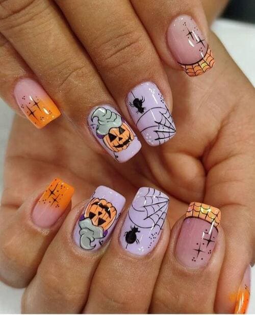 ongles automne citrouille