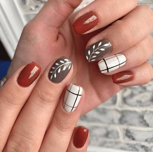 ongles automne avec feuilles