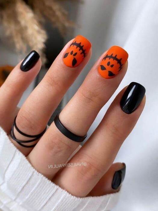 ongles courts halloween