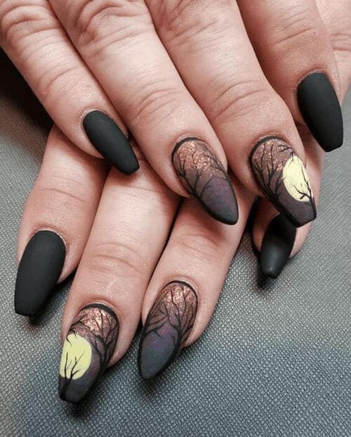 ongles en amande Halloween