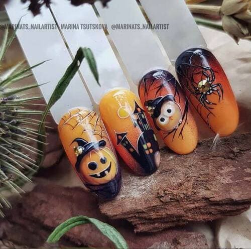 ongles en amande Halloween