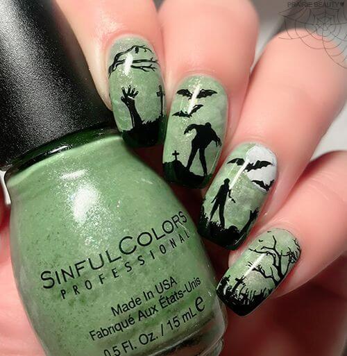 ongles courts halloween