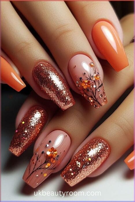 ongles novembre paillettes