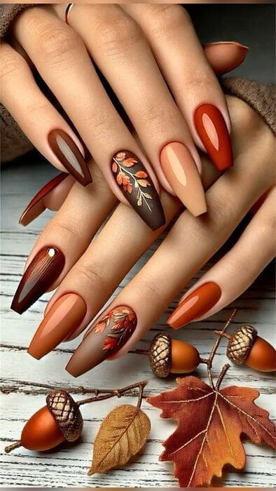 ongles novembre feuilles