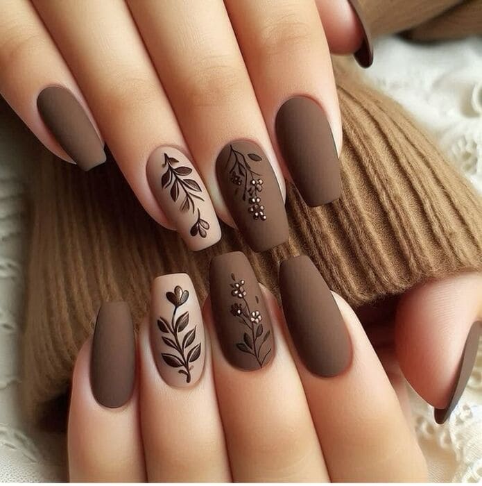 ongles novembre feuilles