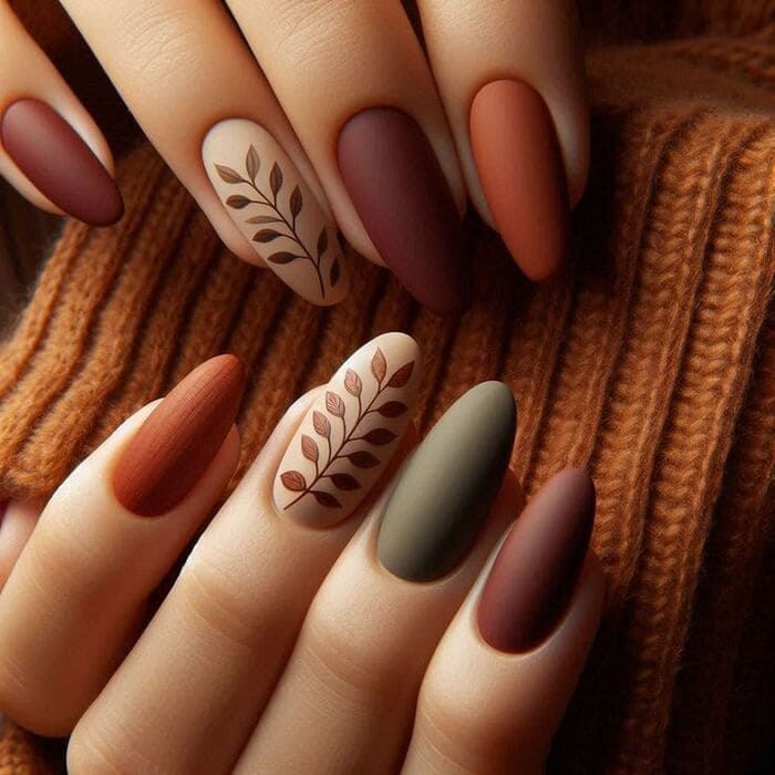 ongles novembre feuilles