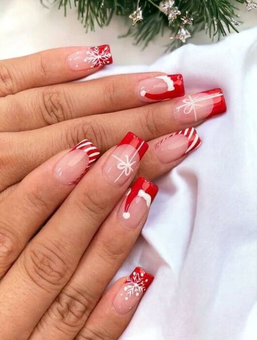 ongles de noel chic rouge