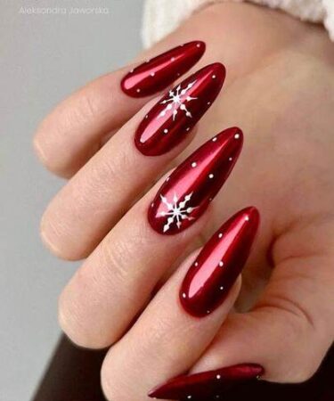 ongles noel rouge chic