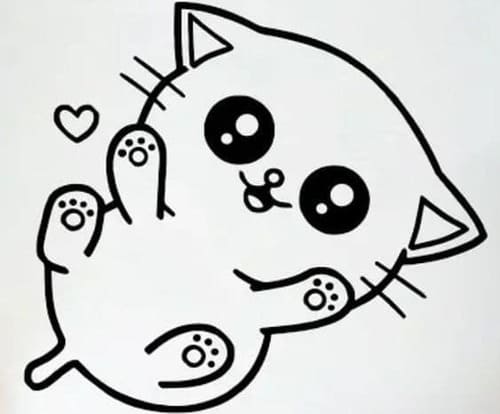 dessin chat kawaii facile