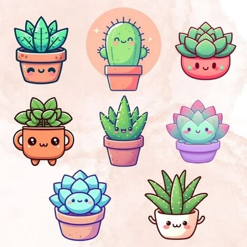 dessin plante kawaii facile