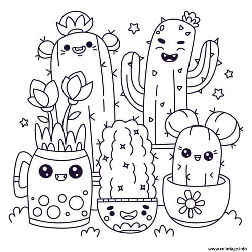 dessin plante kawaii facile